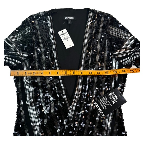 Express Sequin/Mesh Longsleeve Mini Dress Size: S Color Black NWT. - Picture 6 of 12